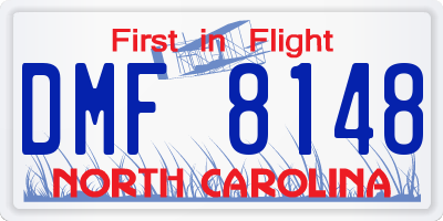 NC license plate DMF8148