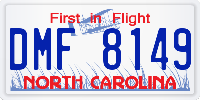 NC license plate DMF8149