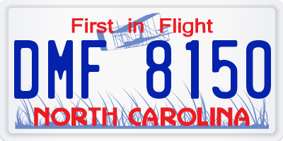 NC license plate DMF8150