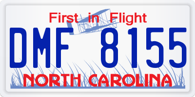 NC license plate DMF8155