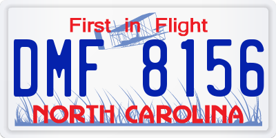 NC license plate DMF8156