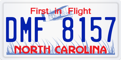 NC license plate DMF8157