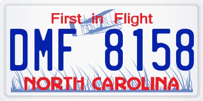 NC license plate DMF8158