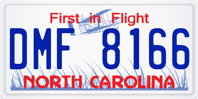 NC license plate DMF8166