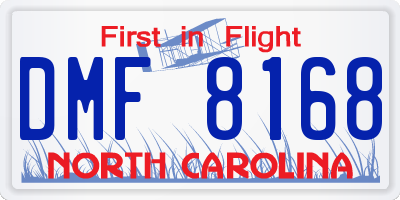 NC license plate DMF8168