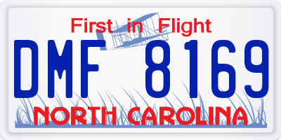 NC license plate DMF8169