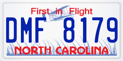 NC license plate DMF8179