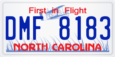 NC license plate DMF8183