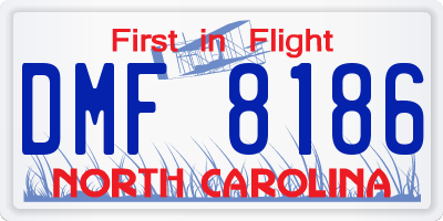 NC license plate DMF8186