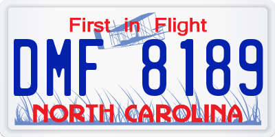 NC license plate DMF8189