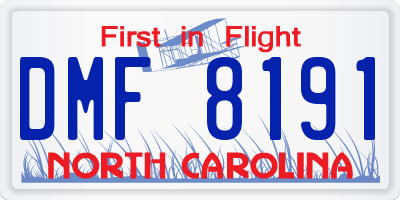 NC license plate DMF8191