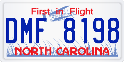 NC license plate DMF8198