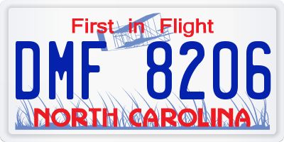 NC license plate DMF8206