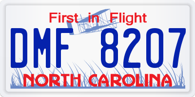 NC license plate DMF8207