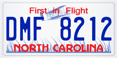 NC license plate DMF8212