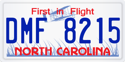 NC license plate DMF8215