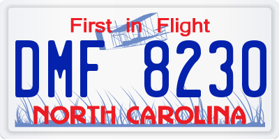NC license plate DMF8230