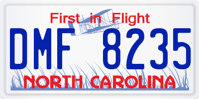 NC license plate DMF8235