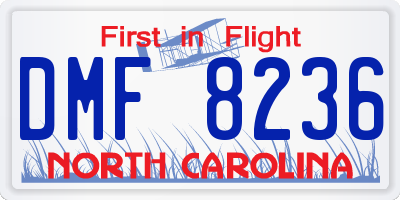 NC license plate DMF8236