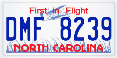 NC license plate DMF8239