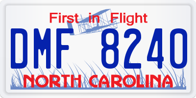 NC license plate DMF8240