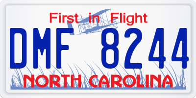 NC license plate DMF8244