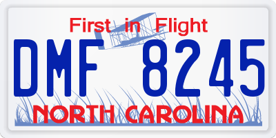 NC license plate DMF8245
