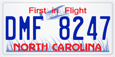 NC license plate DMF8247