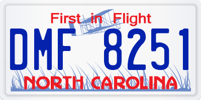 NC license plate DMF8251