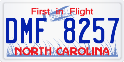 NC license plate DMF8257