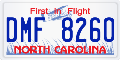 NC license plate DMF8260