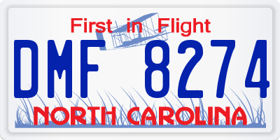 NC license plate DMF8274