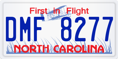 NC license plate DMF8277
