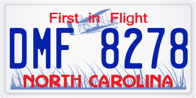 NC license plate DMF8278