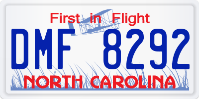 NC license plate DMF8292