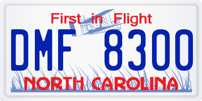 NC license plate DMF8300