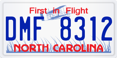 NC license plate DMF8312