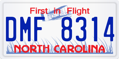 NC license plate DMF8314