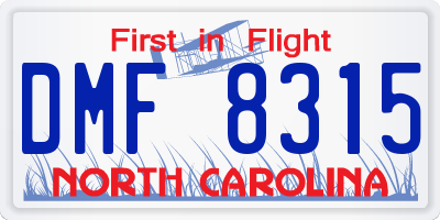 NC license plate DMF8315