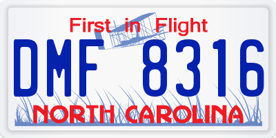 NC license plate DMF8316