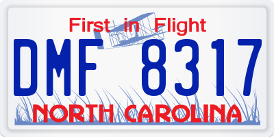NC license plate DMF8317