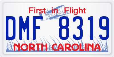 NC license plate DMF8319