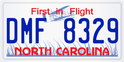 NC license plate DMF8329