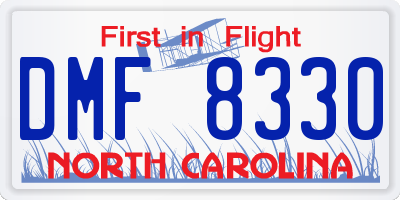 NC license plate DMF8330