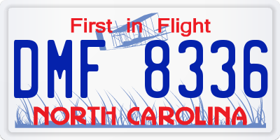 NC license plate DMF8336