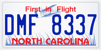 NC license plate DMF8337
