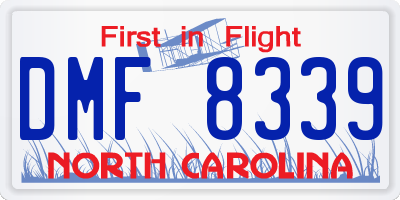 NC license plate DMF8339