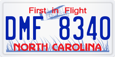 NC license plate DMF8340