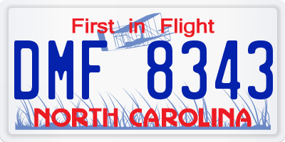 NC license plate DMF8343