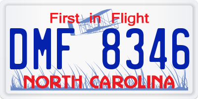 NC license plate DMF8346